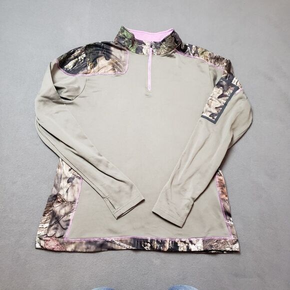 Camo Hunting Thermal Shirt Pink Yukon Gear Mossy Oak 1/4 zip size Large - Picture 3 of 11